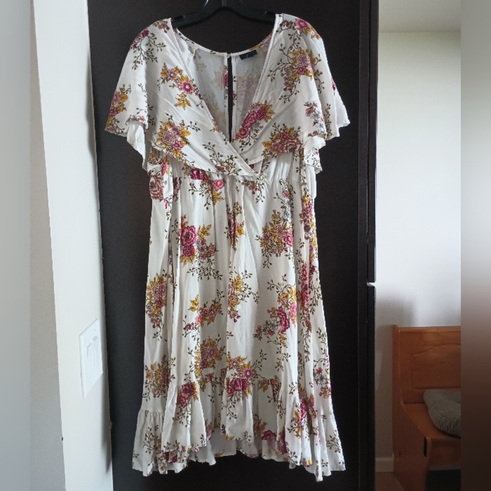 Floral Challis Capelet Dress